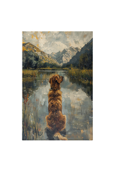 StoryGift Romania Tablou Canvas Câinele Din Munți La Marginea Lacului Rece As...