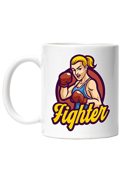 StoryGift Romania Cana Cu Mesaj Fightger, Femeie, Luptator, Emblema, Box, Multicolor 330 ml, Ceram, Cu ,STG