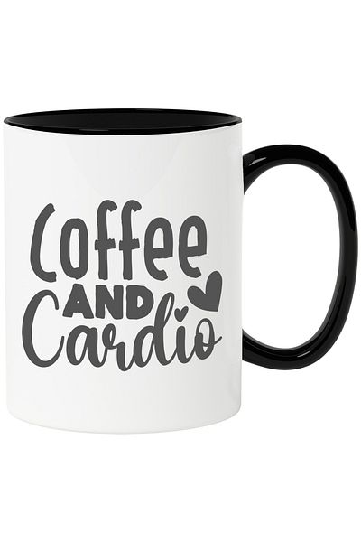 StoryGift Romania Mug with hearts and the text "Coffee and cardio" - coffee and cardio exercises, With ,STG