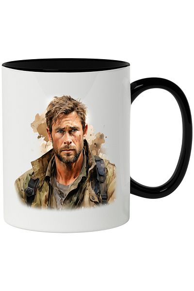 StoryGift Romania Mug With Chris Hemsworth, Famous Actor, Movies, Hollywood, Multicolor 330 ml, Wax, With ,STG