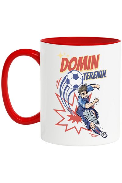 StoryGift Romania Jumping Soccer Ball Mug Motivational Text Domin t, 330ml, Ceramic with R Handle, With ,STG