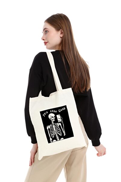 Çınar Bez Çanta You Look Good Baskılı Ham Bez Çanta