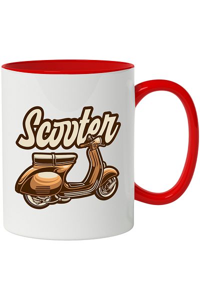 StoryGift Romania Mug With Text Scooter, Transport, Retro, Travel, Multicolor 330 ml, Ceramic, With,STG