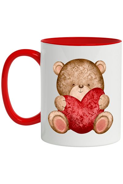 StoryGift Romania Mug With Teddy Bear, Heart, Love, Animal, Multicolor 330 ml, Ceramic with M, With ,STG