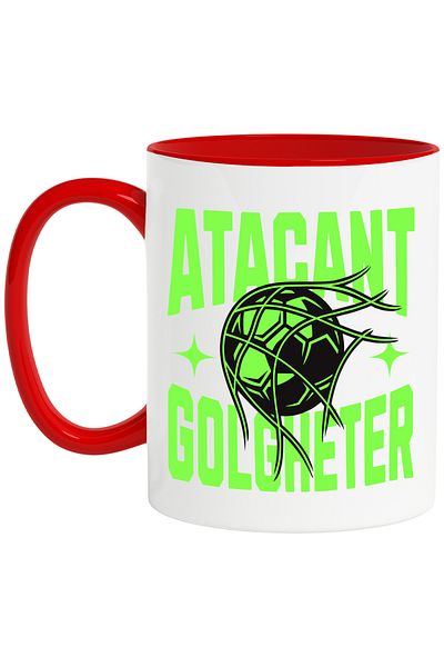 StoryGift Romania Mug Soccer Ball in Goal Message ATTACKER GOLGHETER, 330ml, Ceramic with Handle, With, STG