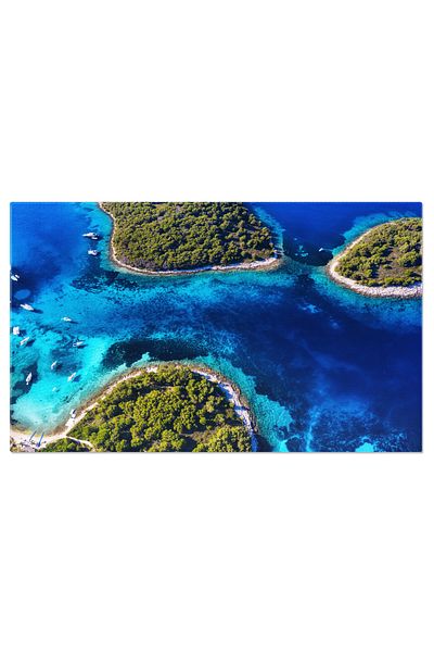StoryGift Romania Tablou Canvas Peisaj Marin Aerian In Croatia, Vedere Aeriana, Insula, Apa, Albastru, Peisaj, Pa