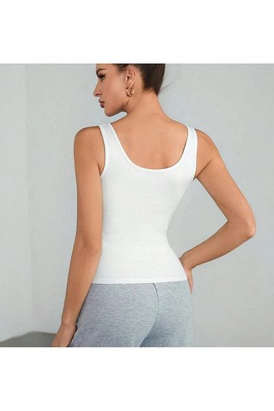 MİO ESTİLO Ribbed Tank Top with 4 Snaps Detail