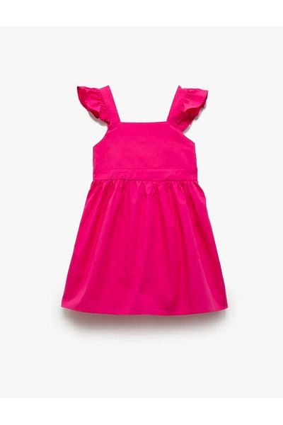 Koton Butterfly Sleeve Lace up Waist Fuchsia Baby Girl Dress 5Smg80026Aw