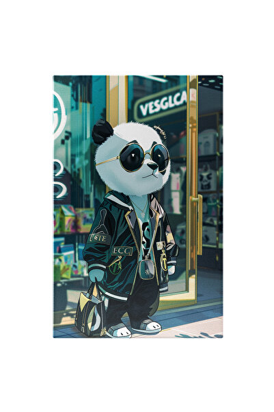 StoryGift Romania Tablou Canvas Desen Cu Urs Panda Fashion Cu Geantă Încăpăto...