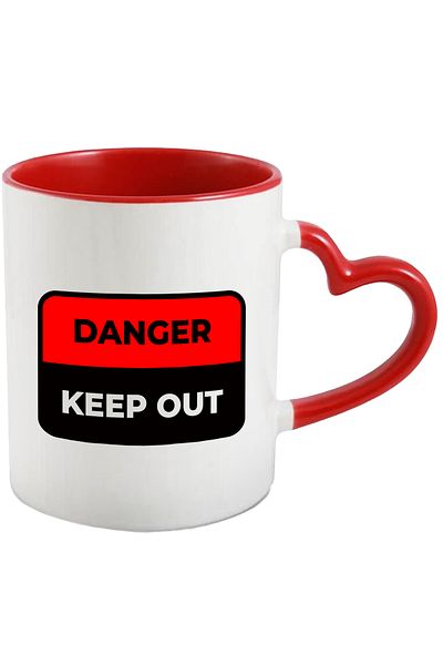 StoryGift Romania Mug With Message In English Danger Keep Out, Danger, Sign, Multicolor 330 ml, Wax, With ,STG