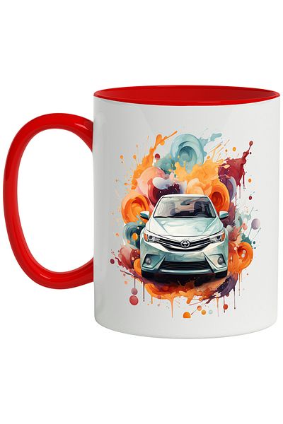 StoryGift Romania Mug With Car, Toyota, Paint, Abstract, Illustration, Multicolor 330 ml, Ceramic, With ,STG