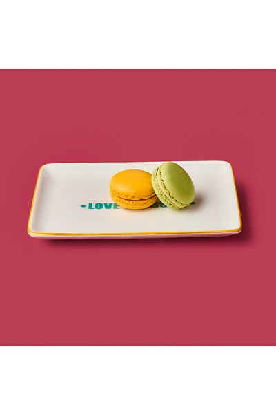 Evidea Kitchen Love Yourself Serving Plate - Green / Yellow - 13X18 cm