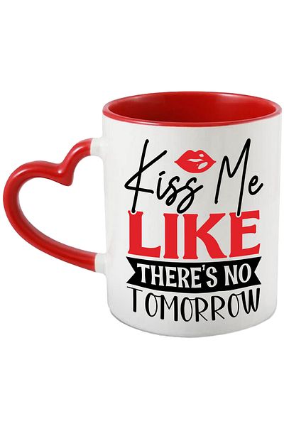 StoryGift Romania Mug for a beloved girlfriend with the message "Kiss me like there's no tomorrow" with , With ,STG