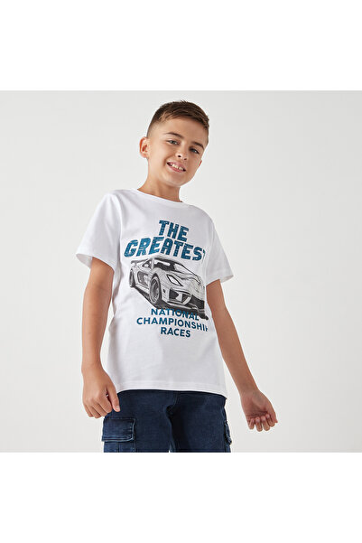 Juniors Graphic Print T-Shirt With Short Sleeves And Crew Neck