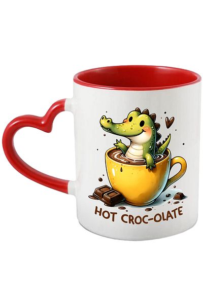 StoryGift Romania Mug with a little crocodile bathing in a cup of hot chocolate with m, Cu,STG