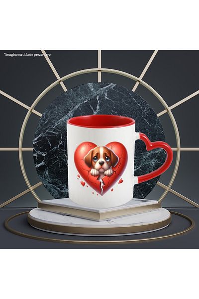StoryGift Romania Mug with a sad puppy, illustration, tears, broken heart, broken, crushed, d, With ,STG