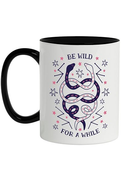 StoryGift Romania Mug With Message In English Be Wild For A While, Snakes, Stars, Multicolor 330 ml, C, Cu,STG