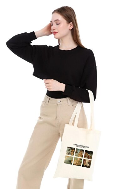 Çınar Bez Çanta Venüsün Doğumu Baskılı Ham Bez Çanta