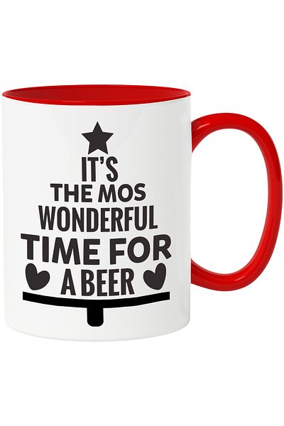StoryGift Romania Mug with hearts for beer drinkers and the text "It's the most wonderful time, With,STG