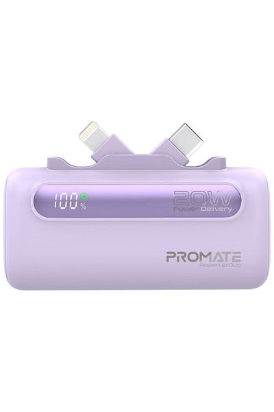 Promate Mini PowerUp-Duo Power Bank 5000mAh with Super Fast Charging - Purple