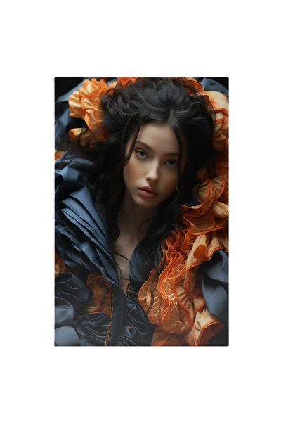 StoryGift Romania Tablou Canvas: Portret Feminin European Bruneta În Volanașe...