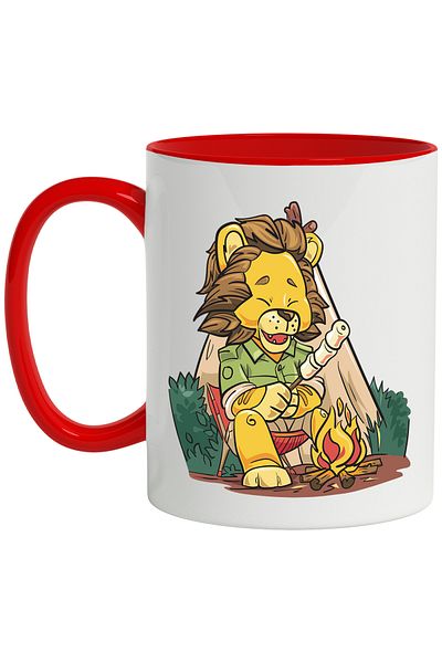 StoryGift Romania Lion Mug, Camping, Skewers, Campfire, Tent, Chair, Shirt, Multicolor 3, With ,STG