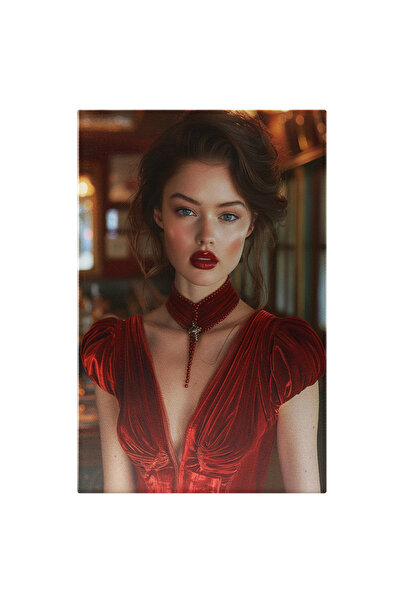 StoryGift Romania Tablou Canvas Red Velvet Fata În Roșu Focoasă Cu O Personal...