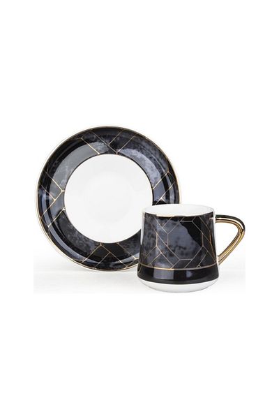 ACAR Foggy 009135 Set of 6 Porcelain Coffee Cups Black