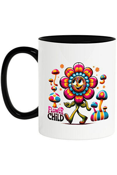 StoryGift Romania Cana cu o floare vesela cu mesajul "Flower child", stilul h...