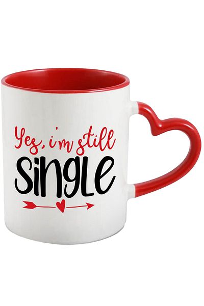 StoryGift Romania Mug for those who are still single - no relationship with Red Heart Handle, With Handle, STG