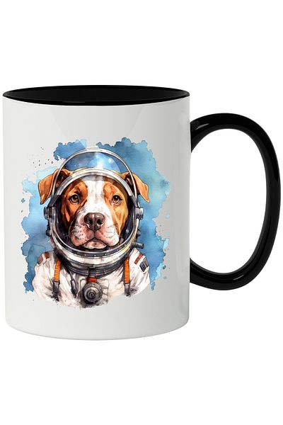 StoryGift Romania Mug With Puppy, Astronaut, Helmet, Costume, Illustration, Multicolor 330 ml, Ceramic, With ,STG