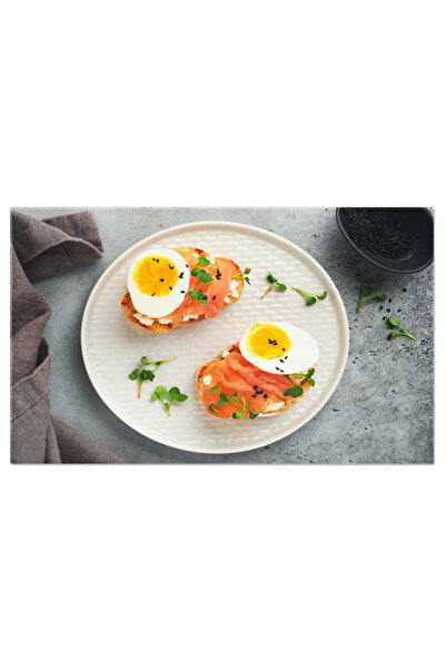 StoryGift Romania Tablou Canvas Sandwich Cu Toppinguri Delicioase Somon Afumat, Ou Si Cascaval, O Optiune Rapida