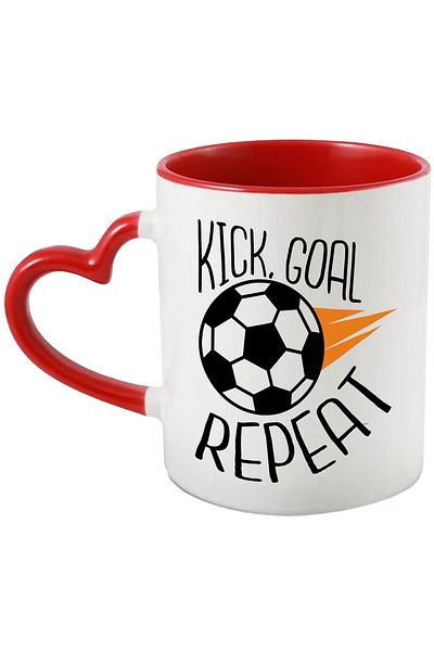 StoryGift Romania Mug With Message In English Kick Goal Repeat, Sport, Ball, Football, Multicolor 33, With ,STG
