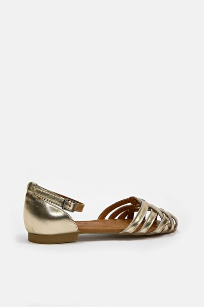 NILUFARR Leila Gold Genuine Leather Women's Sandals