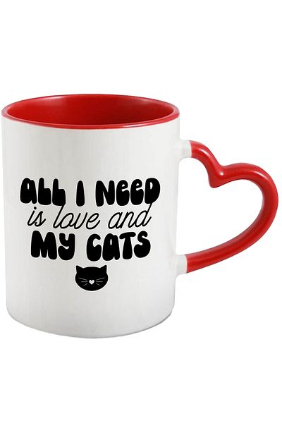StoryGift Romania Mug for those who only need love and their cats - felines with Man, Cu, STG