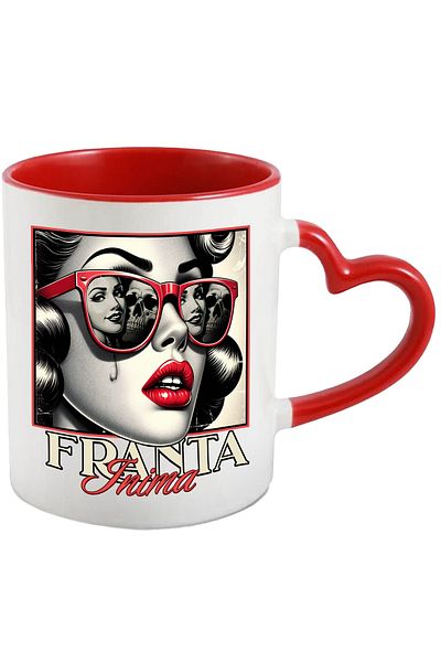 StoryGift Romania Heart Mug France Betrayal Girl Red Sunglasses, 330ml, Ceramic with Handles, With ,STG