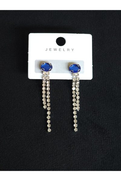 Avcıoğlu Aksesuar أقراط نسائية بيضاوية الشكل مكونة من صفين متدلية من حجر الزر...