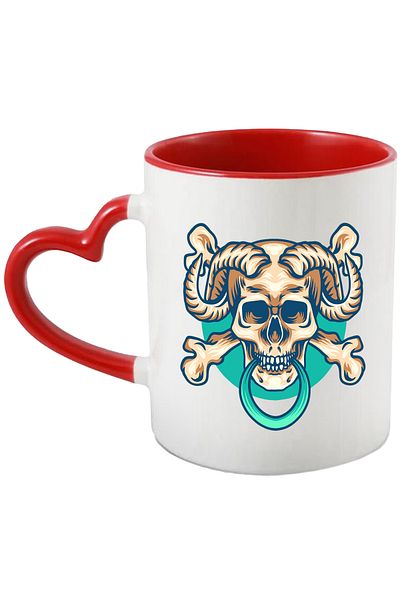 StoryGift Romania Mug With Skull, Bones, Horns, Demon, Ring, Circle, Horror, Multicolor 330 ml, Wax, With ,STG