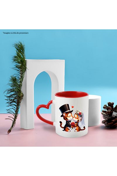 StoryGift Romania Mug with a female tiger and a male tiger at a wedding | illustration | marriage | bride |, With ,STG