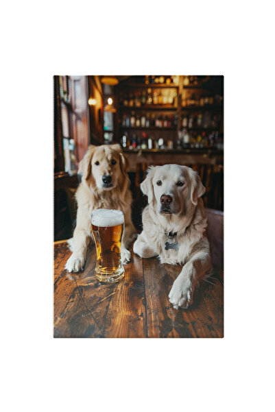 StoryGift Romania Tablou Canvas Cei Doi Goldeni Retriveri La O Bere În Bar Ca...