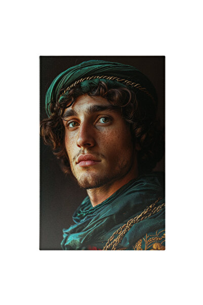 StoryGift Romania Tablou Canvas Barbat Cu Turban Verde Care Se Potriveste Cu ...