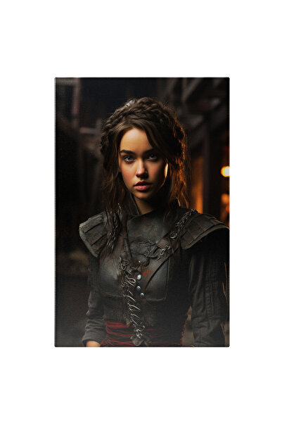 StoryGift Romania Tablou Canvas: Portret Fata Close-up Cu Par Brunet Impletit Tinuta De Razbonica Accesoriu Masiv