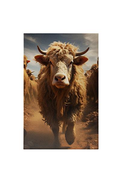 StoryGift Romania Tablou Canvas: Portret Realistic Văcuță Cu Blană De Oaie În...