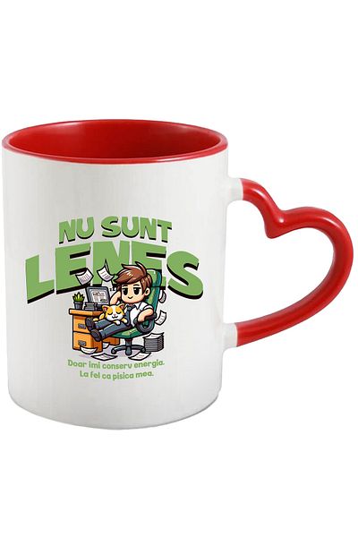 StoryGift Romania Mug Man at the office with cat, I'm not lazy, 330ml, Ceramic with Heart Handle Ro, With, STG