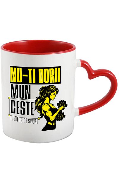 StoryGift Romania Sports girl mug motivational message Don't wish for it, work, 330ml, Ceramic with M, With, STG