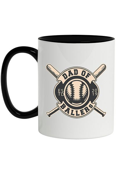 StoryGift Romania Mug With Message In English Dad Of Ballers, Baseball, Dad, Multicolor 330 ml, Wax, With ,STG