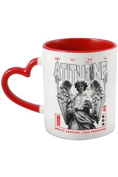 StoryGift Romania Mug attitude angel woman money many zeros, 330ml, Ceramic with Heart Handle, With, STG