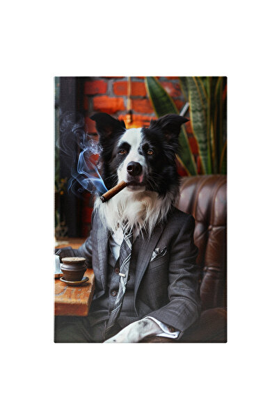 StoryGift Romania Tablou Canvas Directorul Canin Border Collie Fumează Trabuc...