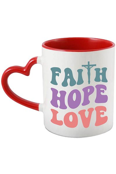 StoryGift Romania Mug with a cross on which Jesus is crucified and the message "Faith, hope, love" - ​​cr, Cu,STG
