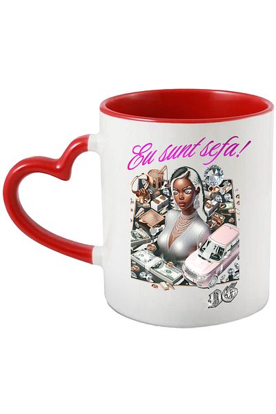 StoryGift Romania Mug Rich Girl Wealth Car Pink Powder Text I'm the Boss, 330ml, Ceramic with Ma, With, STG